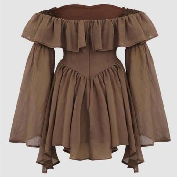 *Sold* New Off-shoulder Ruffle Mini Dress - Picture 2 of 6